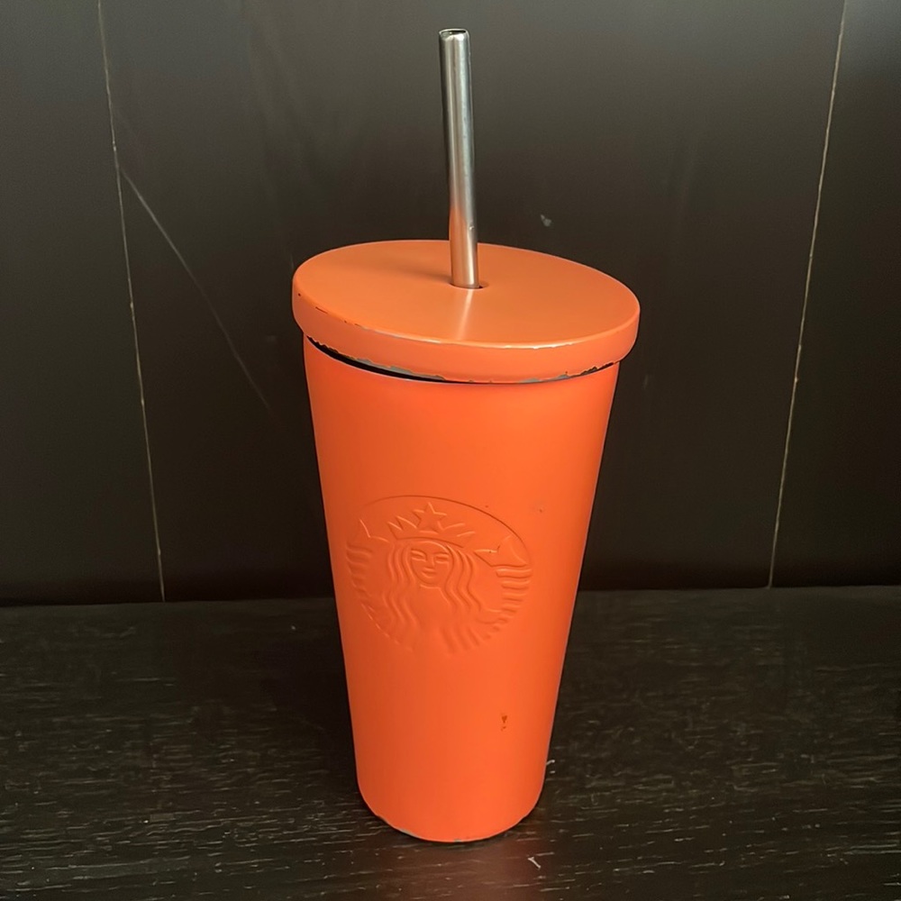 Starbucks Metal Tumbler with Metal Straw, Good Used Condition!